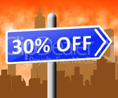 Thirty Percent Off Means Discounts Clearance 3d Illustration