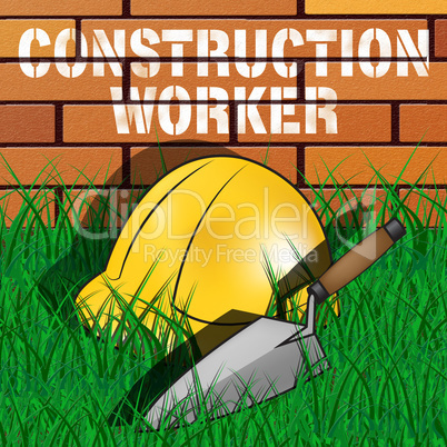 Construction Worker Represents Building Laborer 3d Illustration