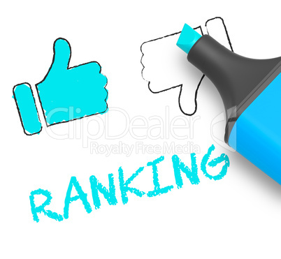 Ranking Thumbs Up Means Performance Report 3d Illustration