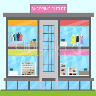 Shopping Outlet Means Retail Commerce 3d Illustration
