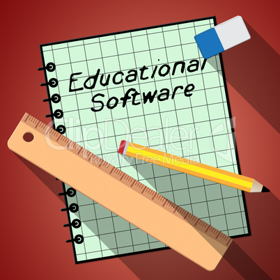 Educational Software Represents Learning Application 3d Illustra