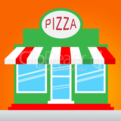 Pizza Shop Means Pizzeria Restaurant 3d Illustration