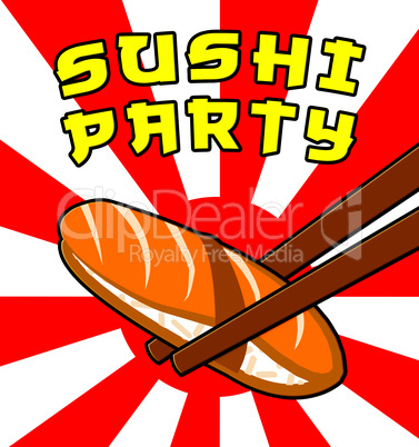 Sushi Party Shows Japan Cuisine 3d Illustration