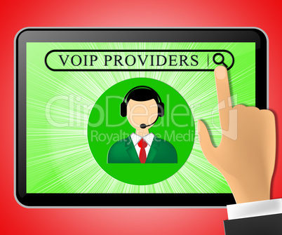Voip Providers Tablet Represents Internet Voice 3d Illustration