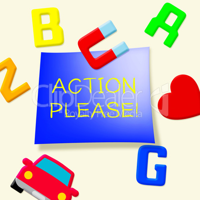 Action Please Message Showing Doing 3d Illustration