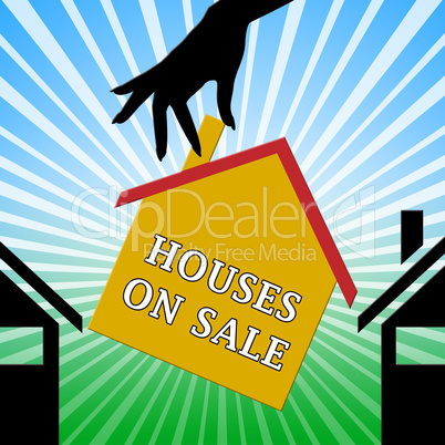 Houses On Sale Meaning Sell House 3d Illustration