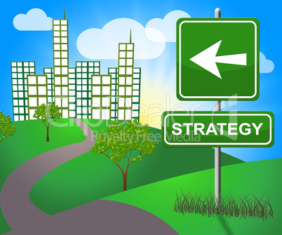 Strategy Sign Indicates Planning Commerce 3d Illustration