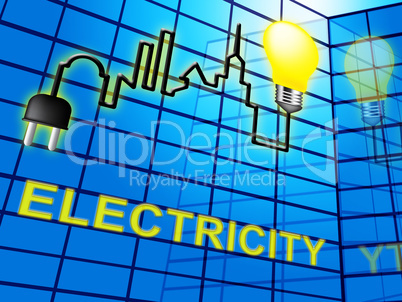 Electricity Lightbulb Means Electrical Power 3d Illustration