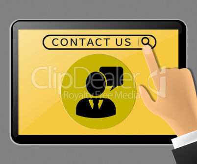 Contact Us Tablet Represents Customer Service 3d Illustration
