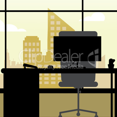 Office Interior Means Skyscraper Cityscape 3d Illustration