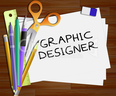 Graphic Designer Represents Designing Job 3d Illustration