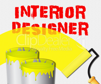 Interior Designer Paint Displays Home Design 3d Illustration