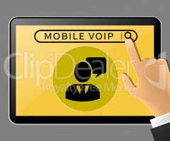 Mobile Voip Tablet Showing Broadband Telephony 3d Illustration
