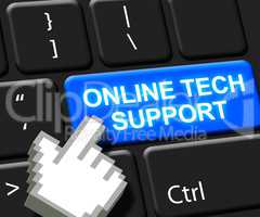 Online Tech Support Key Shows Help 3d Illustration