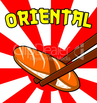 Oriental Sushi Shows Japan Cuisine 3d Illustration