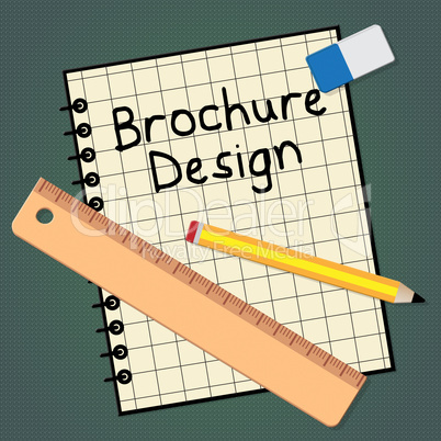 Brochure Design Representing Designing Flyer 3d Illustration