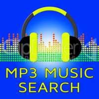 Mp3 Music Search Showing Melody Listening 3d Illustration