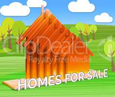 Homes For Sale Means Sell House 3d Illustration