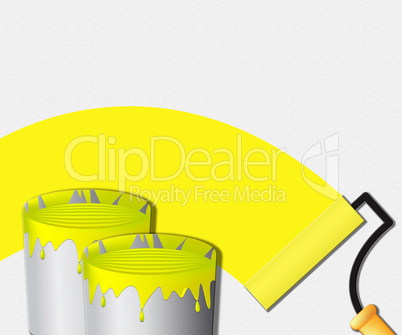 Yellow Paint Showing House Painting 3d Illustration
