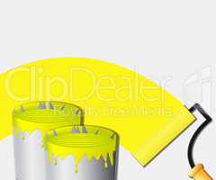 Yellow Paint Showing House Painting 3d Illustration