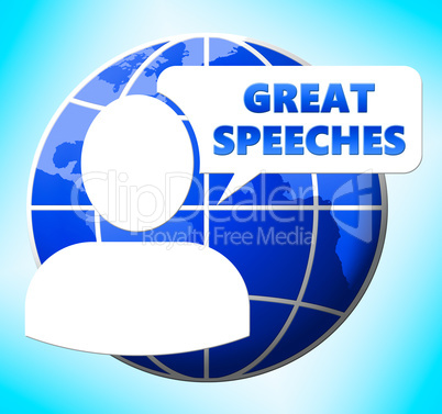 Great Speeches Icon Shows Best Talks 3d Illustration