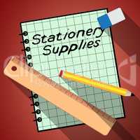 Stationery Supplies Represents School Materials 3d Illustration