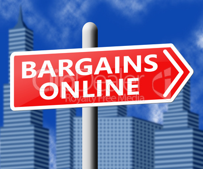 Bargains Online Showing Internet Deal 3d Illustration