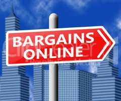 Bargains Online Showing Internet Deal 3d Illustration