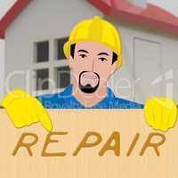 House Repair Represents Fix House 3d Illustration