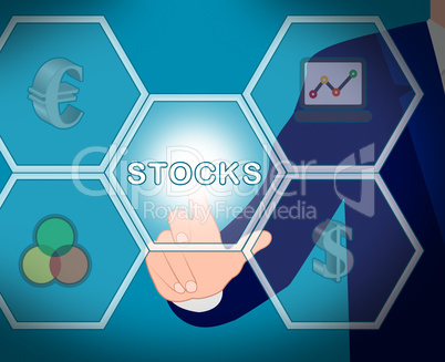 Stocks Icons Meaning Internet Investing 3d Illustration
