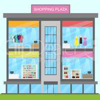 Shopping Plaza Showing Retail Commerce 3d Illustration