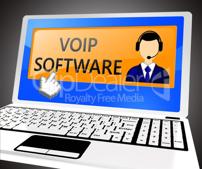 Voip Software Shows Internet Voice 3d Illustration