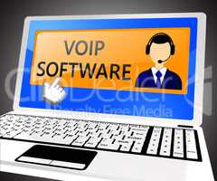 Voip Software Shows Internet Voice 3d Illustration