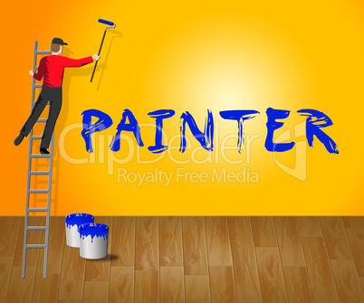 Home Painter Shows House Painting 3d Illustration