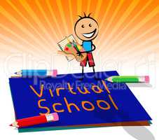 Virtual School Displays Learning And Education 3d Illustration