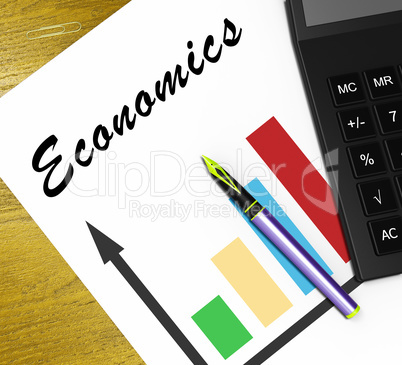 Economics Graph Shows Fiscal And Economizing 3d Illustration