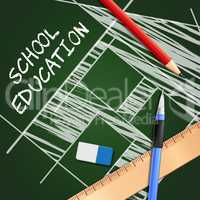 School Education Showing Kids Education 3d Illustration