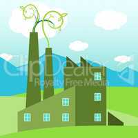 Green Factory Shows Eco Industry 3d Illustration