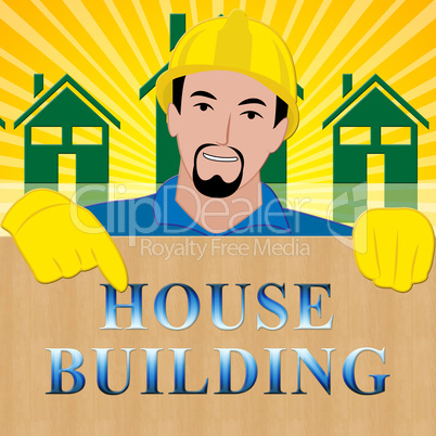 House Building Showing Home Construction 3d Illustration