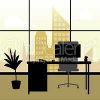 Office Interior Showing Building Cityscape 3d Illustration