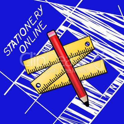 Stationery Online Showing Web Supplies 3d Illustration