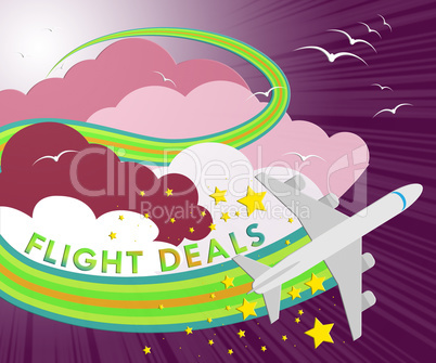 Flight Deals Means Airplane Sale 3d Illustration