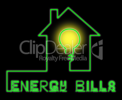 Energy Bills Shows Electric Power 3d Illustration
