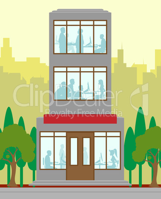 Office Building Shows Commercial Property 3d illustration