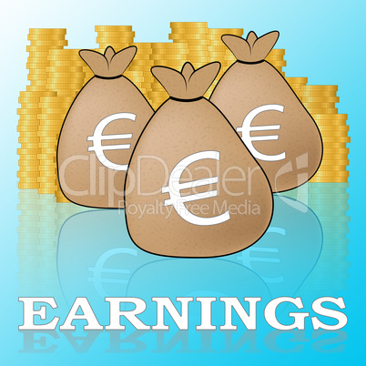 Euro Earnings Shows Salary Income 3d Illustration