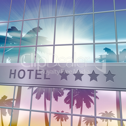 Hotel Lodging Showing Holiday Vacation 3d Illustration