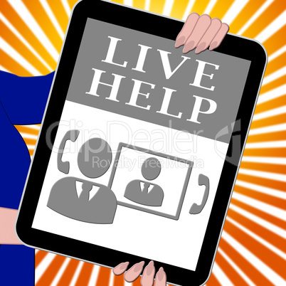 Live Help Tablet Shows Immediate Help 3d Illustration
