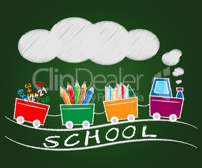 School Supplies Represents Stationery 3d Illustration