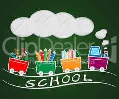 School Supplies Represents Stationery 3d Illustration