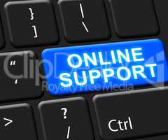 Online Support Key Shows Assistance 3d Illustration